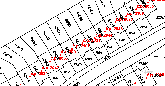 Pod Bezručovým vrchem 2033, Krnov na parcele st. 5846/2 v KÚ Krnov-Horní Předměstí, Katastrální mapa
