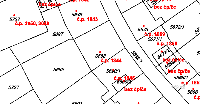 Kročehlavy 1844, Kladno na parcele st. 5688 v KÚ Kročehlavy, Katastrální mapa