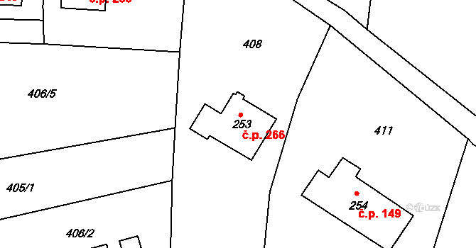 Hejnice 266 na parcele st. 253 v KÚ Hejnice, Katastrální mapa
