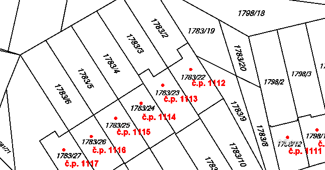 Jilemnice 1113 na parcele st. 1783/23 v KÚ Jilemnice, Katastrální mapa