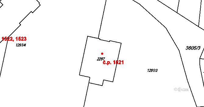 Rožnov pod Radhoštěm 1521 na parcele st. 2297 v KÚ Rožnov pod Radhoštěm, Katastrální mapa