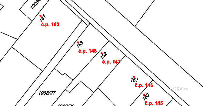 Krchleby 147 na parcele st. 162 v KÚ Krchleby u Nymburka, Katastrální mapa