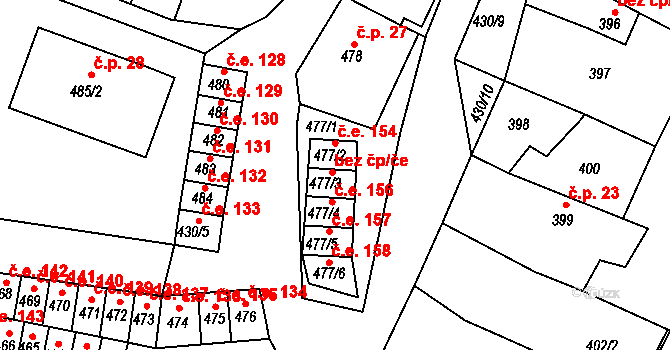Miřetice u Klášterce nad Ohří 155, Klášterec nad Ohří na parcele st. 477/3 v KÚ Miřetice u Klášterce nad Ohří, Katastrální mapa