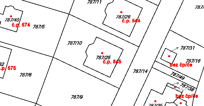 Proboštov 545 na parcele st. 787/25 v KÚ Proboštov u Teplic, Katastrální mapa