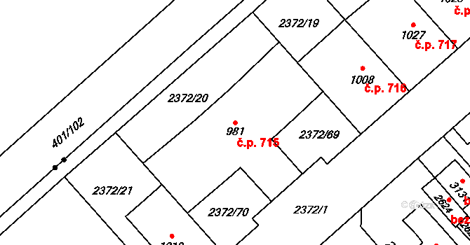 Litomyšl-Město 715, Litomyšl na parcele st. 981 v KÚ Litomyšl, Katastrální mapa