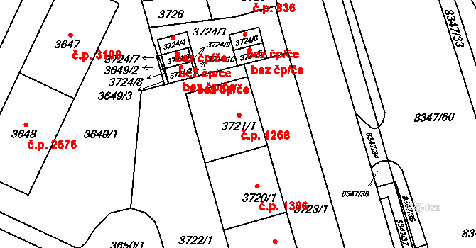 Židenice 1268, Brno na parcele st. 3721/1 v KÚ Židenice, Katastrální mapa