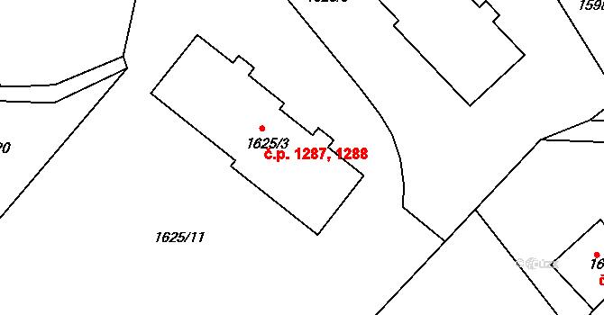 Smržovka 1287,1288 na parcele st. 1625/3 v KÚ Smržovka, Katastrální mapa