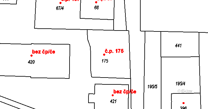 Černčice 175 na parcele st. 175 v KÚ Černčice u Loun, Katastrální mapa