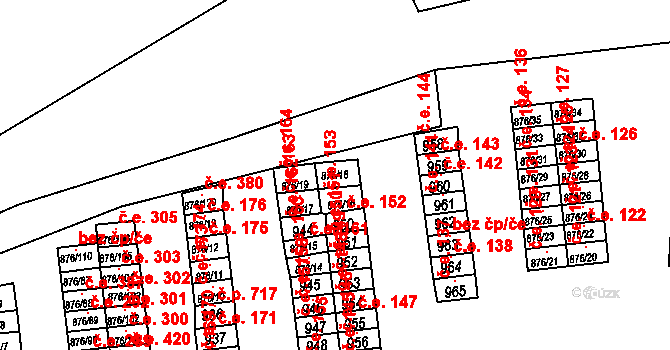 Postoloprty 154 na parcele st. 876/18 v KÚ Postoloprty, Katastrální mapa