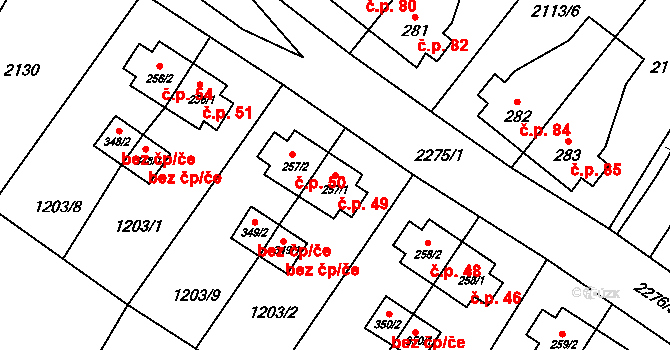 Světví 49, Horní Stropnice na parcele st. 257/1 v KÚ Horní Stropnice, Katastrální mapa