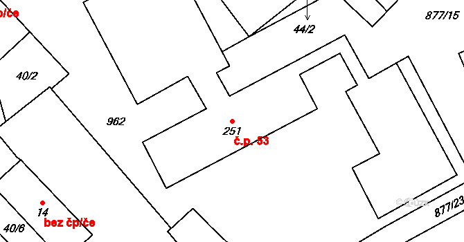 Hořepník 53 na parcele st. 251 v KÚ Hořepník, Katastrální mapa