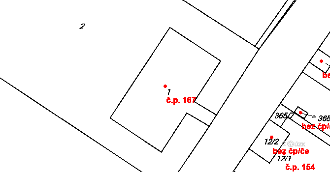 Běhánky 167, Dubí na parcele st. 1 v KÚ Běhánky, Katastrální mapa