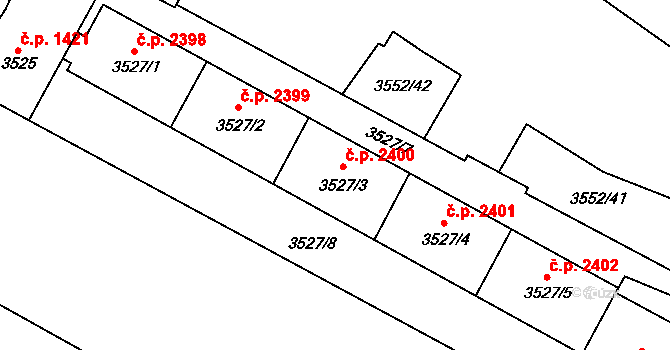 Teplice 2400 na parcele st. 3527/3 v KÚ Teplice, Katastrální mapa