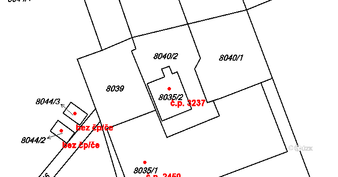 Frýdek 3237, Frýdek-Místek na parcele st. 8035/2 v KÚ Panské Nové Dvory, Katastrální mapa