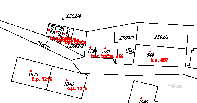 Nejdek 456 na parcele st. 522 v KÚ Nejdek, Katastrální mapa