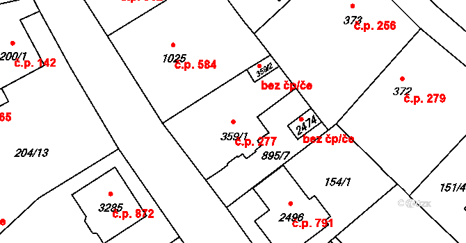 Úšovice 277, Mariánské Lázně na parcele st. 359/1 v KÚ Úšovice, Katastrální mapa