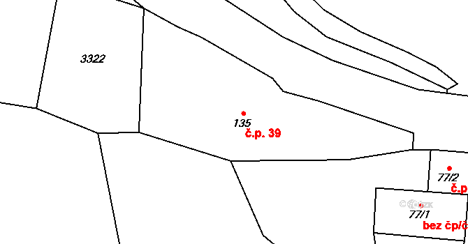 Lhota Netřeba 39, Podbřezí na parcele st. 135 v KÚ Lhota u Dobrušky, Katastrální mapa