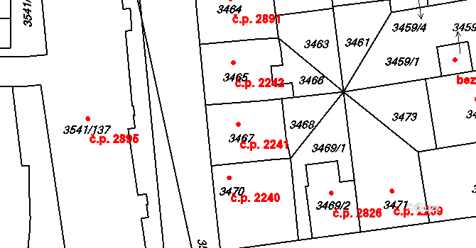 Žižkov 2241, Praha na parcele st. 3467 v KÚ Žižkov, Katastrální mapa