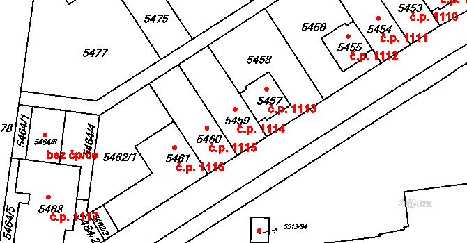Záběhlice 1114, Praha na parcele st. 5459 v KÚ Záběhlice, Katastrální mapa