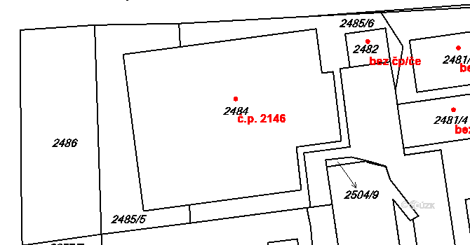 Libeň 2146, Praha na parcele st. 2484 v KÚ Libeň, Katastrální mapa
