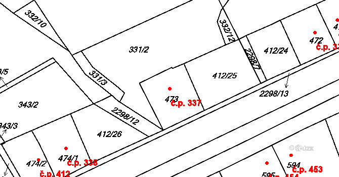 Rožmitál pod Třemšínem 337 na parcele st. 473 v KÚ Rožmitál pod Třemšínem, Katastrální mapa