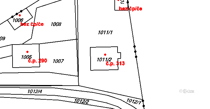 Chotěbuz 313 na parcele st. 1011/2 v KÚ Chotěbuz, Katastrální mapa