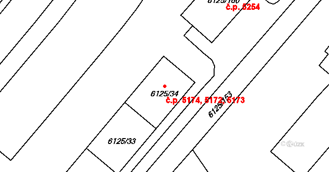 Chomutov 5172,5173,5174 na parcele st. 6125/34 v KÚ Chomutov I, Katastrální mapa