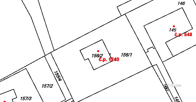 Prostřední Suchá 1240, Havířov na parcele st. 156/2 v KÚ Prostřední Suchá, Katastrální mapa