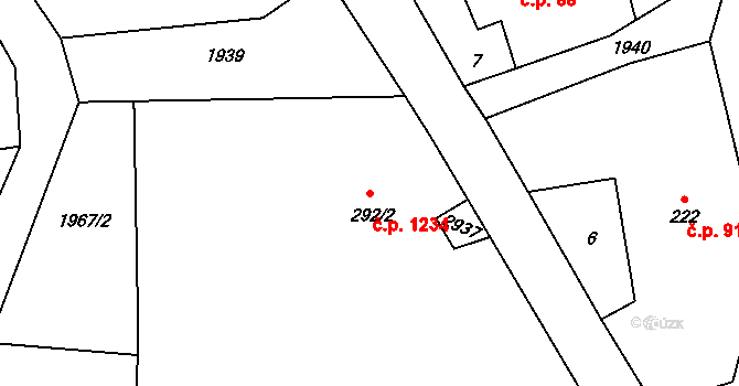 Malenovice 1234, Zlín na parcele st. 292/2 v KÚ Malenovice u Zlína, Katastrální mapa