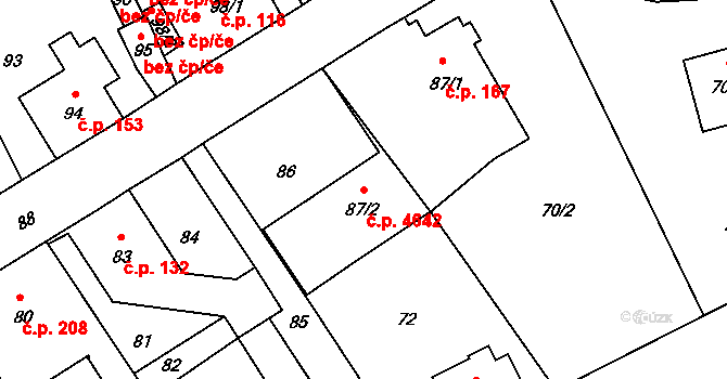 Vrkoslavice 4642, Jablonec nad Nisou na parcele st. 87/2 v KÚ Vrkoslavice, Katastrální mapa