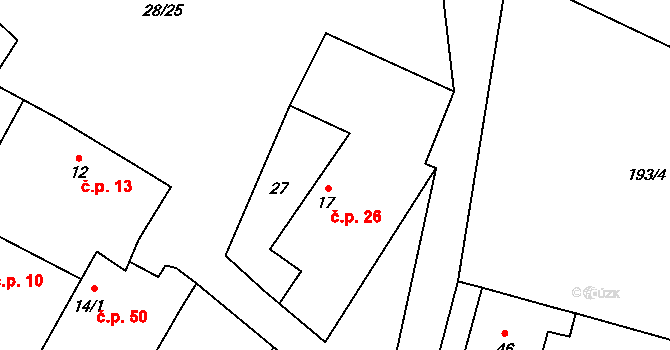 Štěpánovice 26, Výčapy na parcele st. 17 v KÚ Štěpánovice u Jaroměřic nad Rokytnou, Katastrální mapa