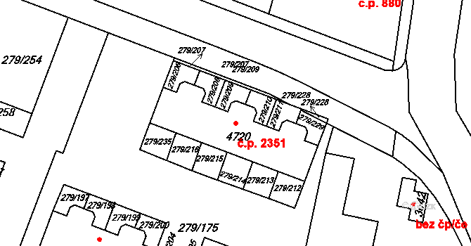Nymburk 2351 na parcele st. 4720 v KÚ Nymburk, Katastrální mapa