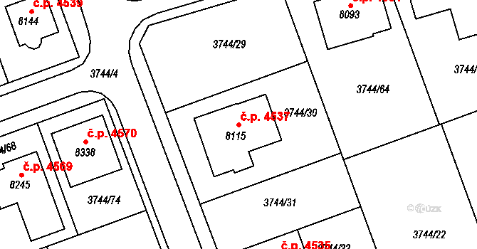 Kroměříž 4537 na parcele st. 8115 v KÚ Kroměříž, Katastrální mapa