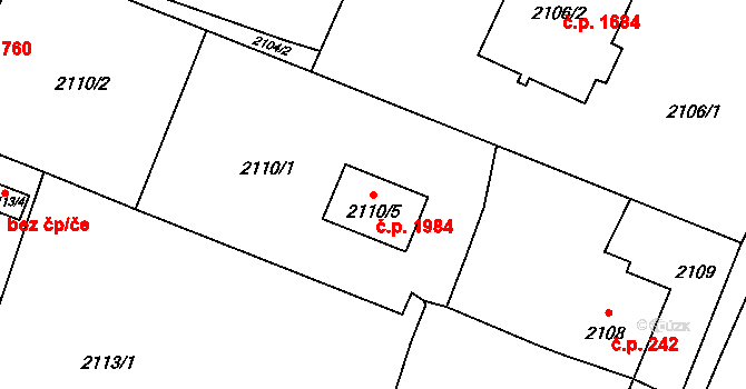 Rychvald 1984 na parcele st. 2110/5 v KÚ Rychvald, Katastrální mapa
