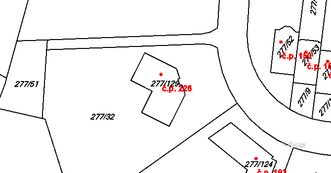 Benice 226, Praha na parcele st. 277/129 v KÚ Benice, Katastrální mapa