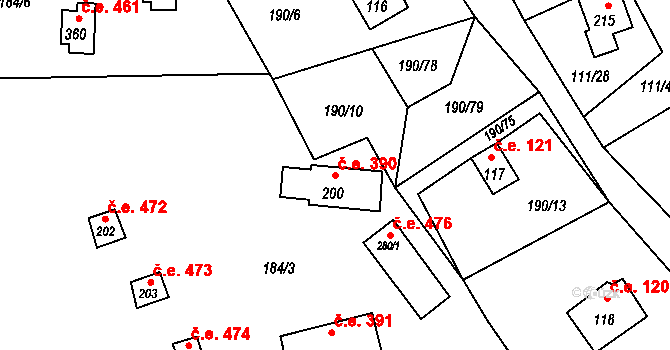 Butov 390, Stříbro na parcele st. 200 v KÚ Butov, Katastrální mapa