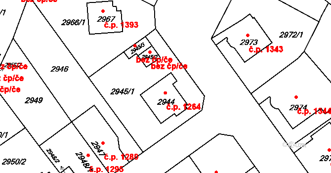 Předměstí 1264, Litoměřice na parcele st. 2944 v KÚ Litoměřice, Katastrální mapa