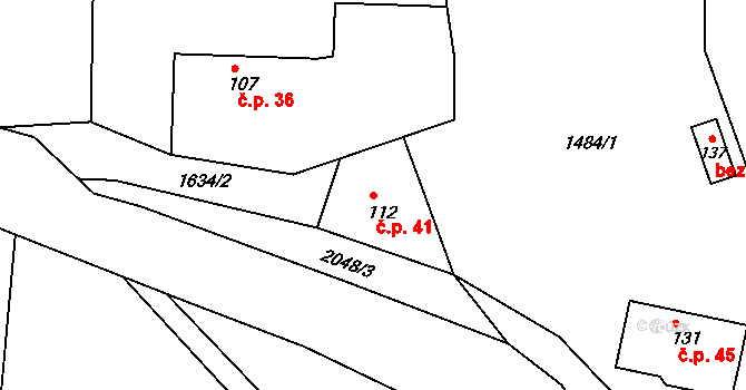 Blažim 41, Neveklov na parcele st. 112 v KÚ Blažim nad Vltavou, Katastrální mapa