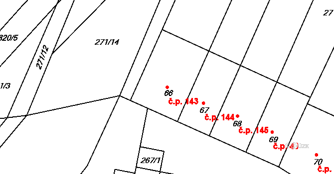 Šardičky 143, Kojátky na parcele st. 66 v KÚ Šardičky, Katastrální mapa