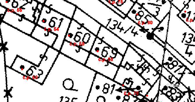 Heřmaň 65 na parcele st. 69 v KÚ Heřmaň, Katastrální mapa