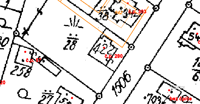 Lukov 280 na parcele st. 422 v KÚ Lukov u Zlína, Katastrální mapa