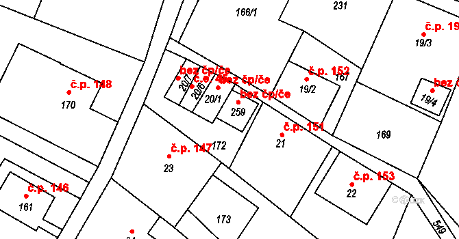 Kamenický Šenov 39782841 na parcele st. 259 v KÚ Prácheň, Katastrální mapa