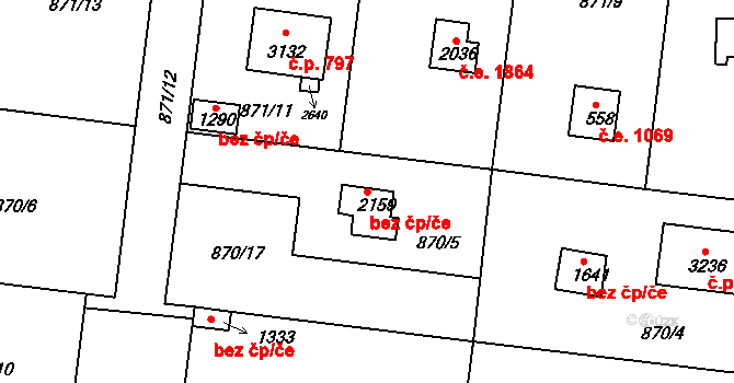 Litice 3568, Plzeň na parcele st. 2159 v KÚ Valcha, Katastrální mapa