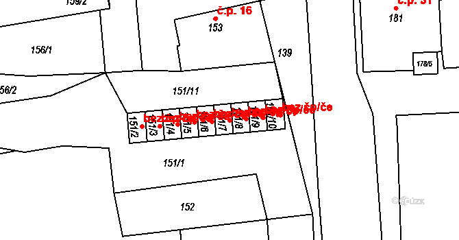 Hořín 41667841 na parcele st. 151/7 v KÚ Brozánky, Katastrální mapa