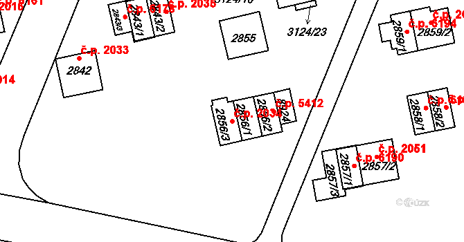 Zlín 2034 na parcele st. 2856/1 v KÚ Zlín, Katastrální mapa