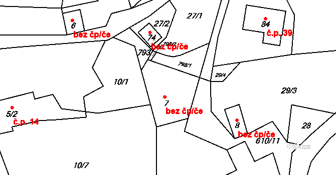 Dalečín 43307841 na parcele st. 7 v KÚ Hluboké u Dalečína, Katastrální mapa