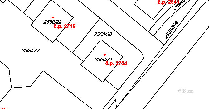 Předměstí 2704, Opava na parcele st. 2550/24 v KÚ Opava-Předměstí, Katastrální mapa