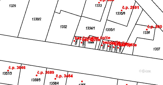 Mělník 45411841 na parcele st. 1334/3 v KÚ Mělník, Katastrální mapa