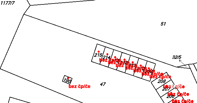 Milovice 46432841 na parcele st. 215 v KÚ Benátecká Vrutice, Katastrální mapa