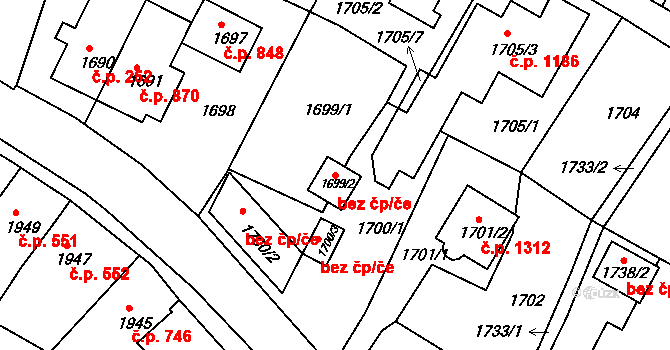 Rýmařov 46600841 na parcele st. 1699/2 v KÚ Rýmařov, Katastrální mapa